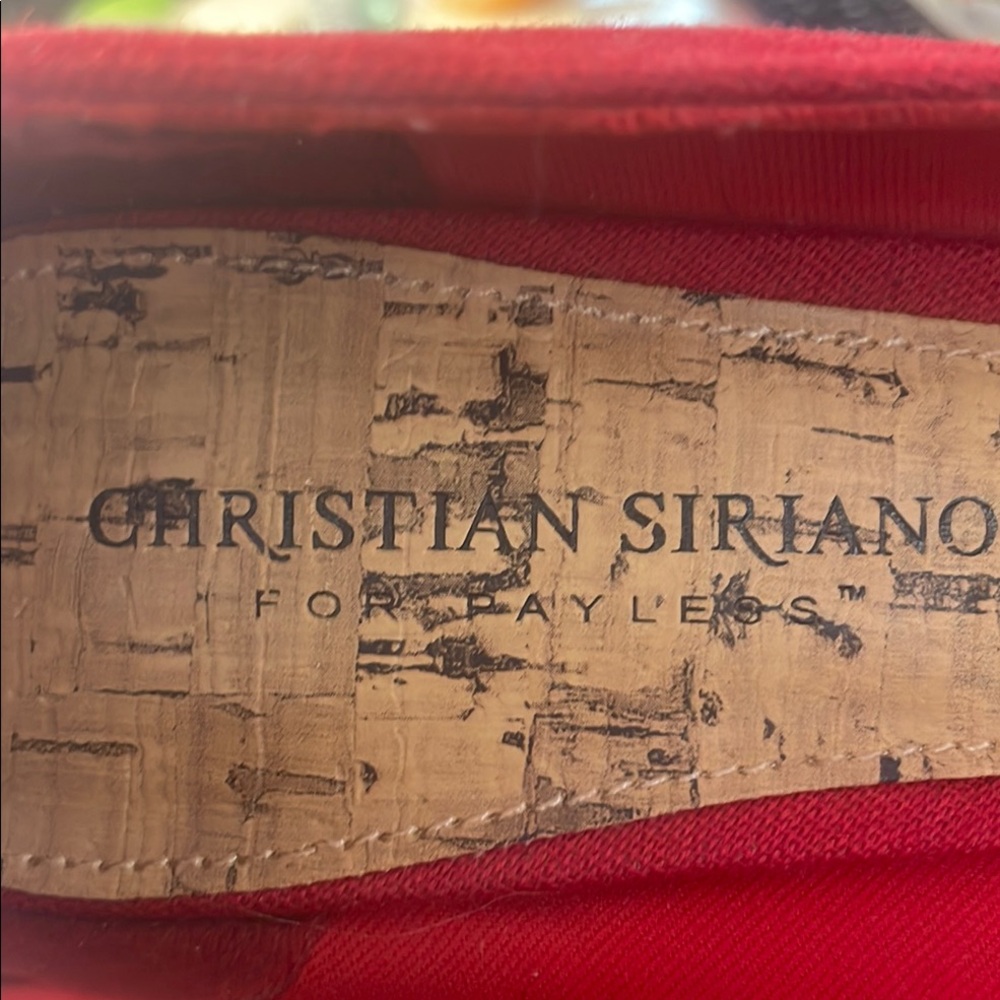 Christian Siriano Red Canvas Peep Toe With Cork Accents Size 9 - Picture 9 of 12